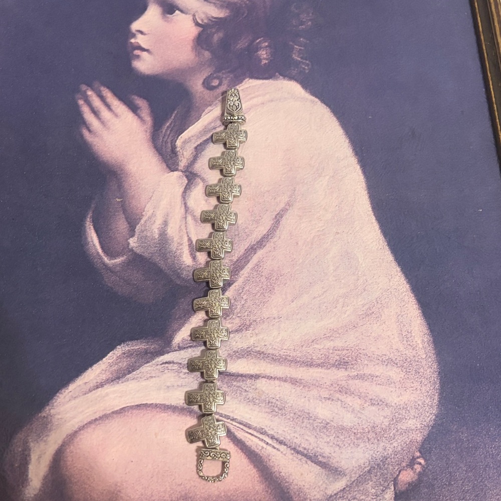 Silver Cross Link Bracelet - Silver